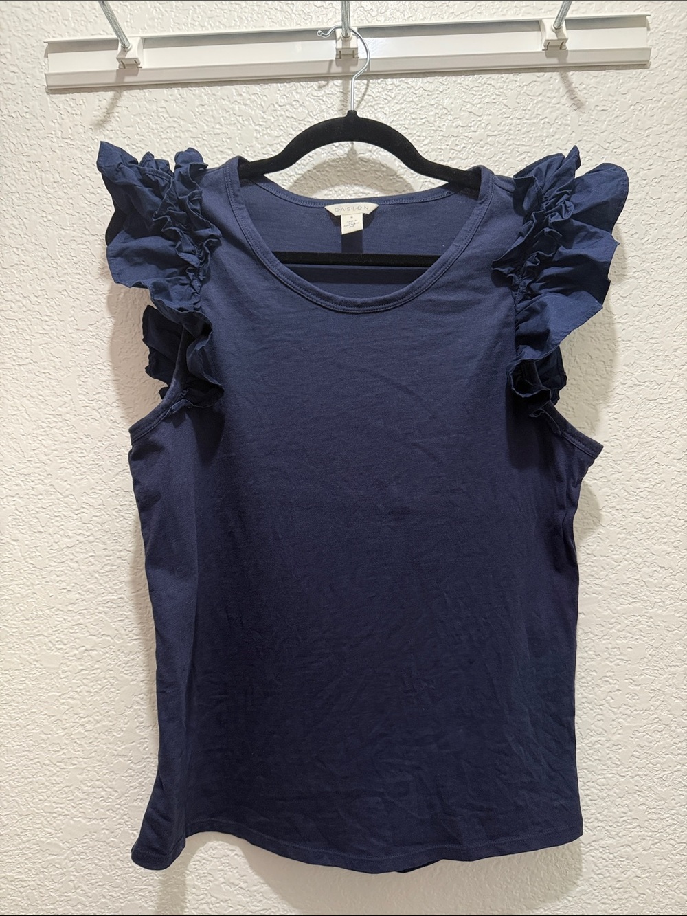 Caslon Navy Ruffle Sleeve Tank